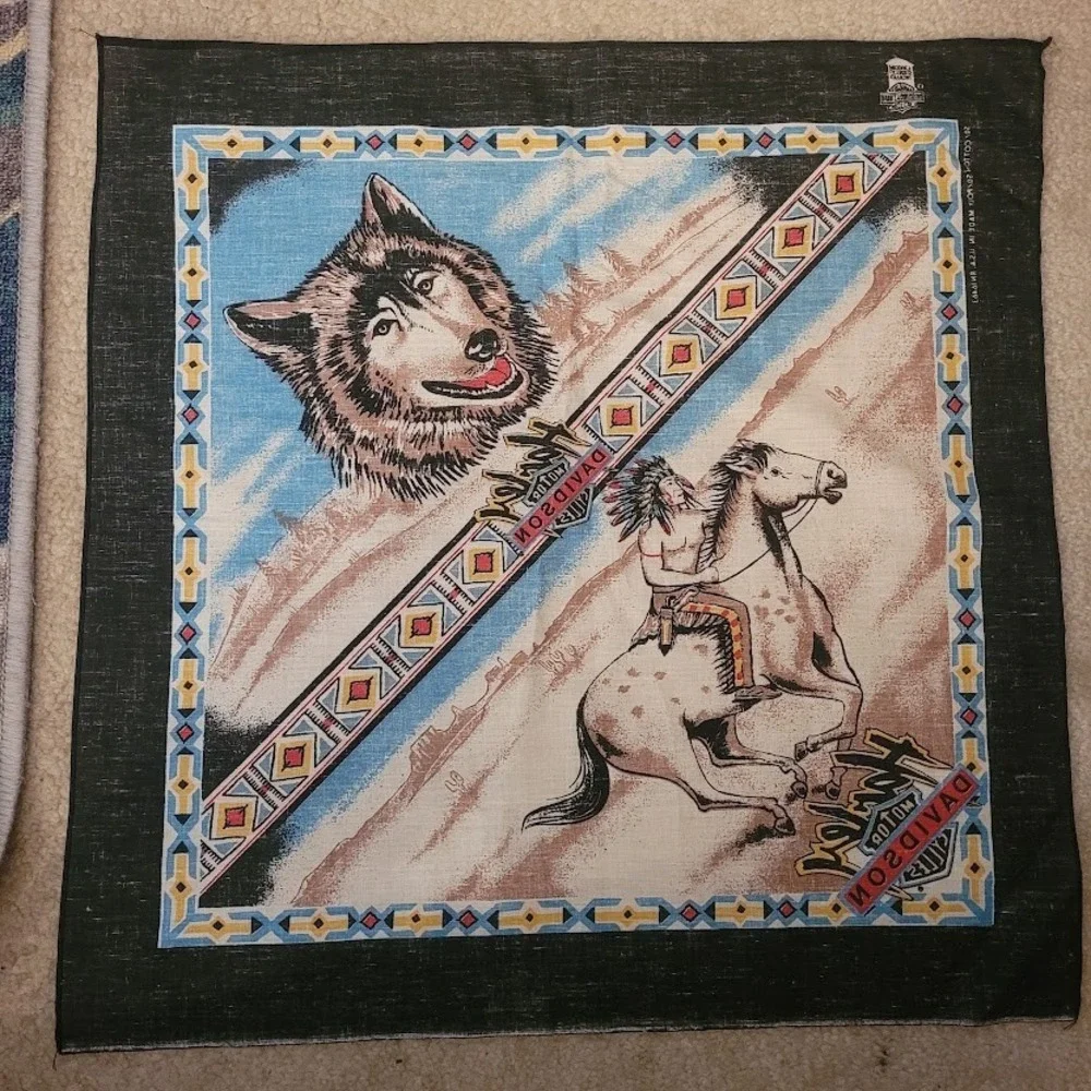 NOS Harley Davidson Motorcycle Bandana Wolf Native American Horse 22